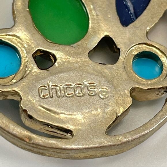 Vintage Chico's Blue Green Open Teardrop Earrings Chico's Big Drop Blue Green - Picture 3 of 7